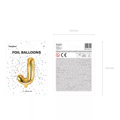 "J" betű fólia lufi 35cm arany