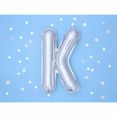 "K" betű fólia lufi 35cm ezüst
