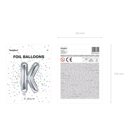 "K" betű fólia lufi 35cm ezüst