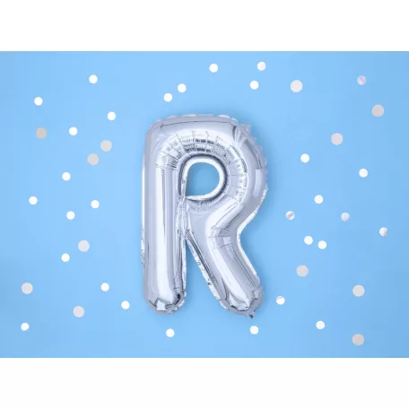 "R" betű fólia lufi 35cm ezüst