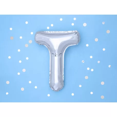 "T" betű fólia lufi 35cm ezüst