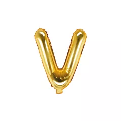 "V" betű fólia lufi 35cm arany