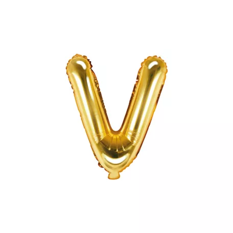 "V" betű fólia lufi 35cm arany