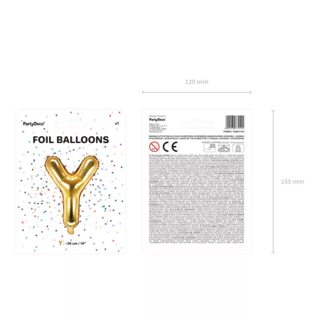 "Y" betű fólia lufi 35cm arany