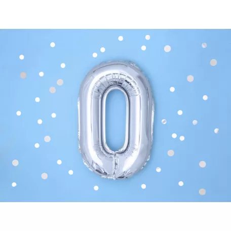 Szám fólia lufi ''0'' 35cm ezüst