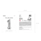 Szám fólia lufi ''1'' 35cm ezüst