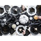 Papírtányér hatszögletű fekete, arany denevérekkel 20 cm (6 db)