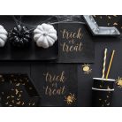 Papírtányér hatszögletű fekete, arany denevérekkel 20 cm (6 db)