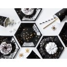 Papírtányér hatszögletű fekete, arany denevérekkel 20 cm (6 db)