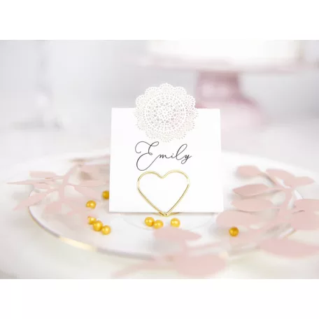 Ültetőkártya tartó arany szív (10 db)