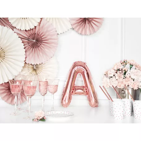 "A" betű fólia lufi 35cm rózsaarany