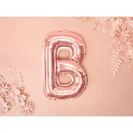 "B" betű fólia lufi 35cm rózsaarany