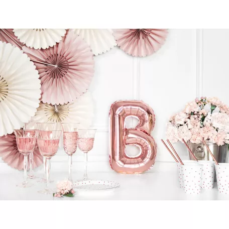 "B" betű fólia lufi 35cm rózsaarany
