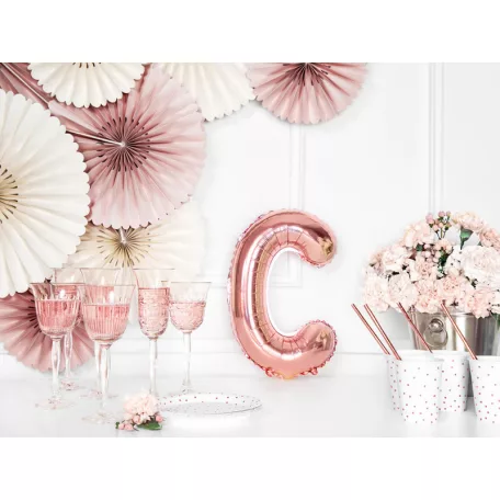 "C" betű fólia lufi 35cm rózsaarany