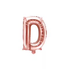 "D" betű fólia lufi 35cm rózsaarany