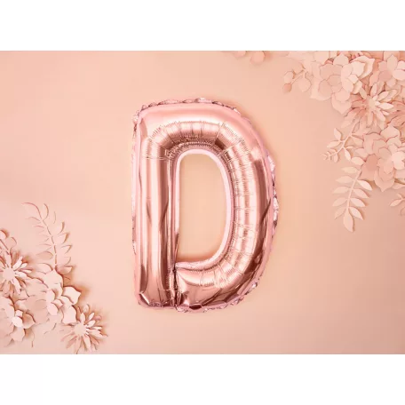 "D" betű fólia lufi 35cm rózsaarany