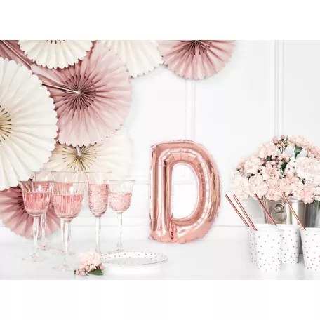 "D" betű fólia lufi 35cm rózsaarany