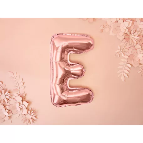 "E" betű fólia lufi 35cm rózsaarany
