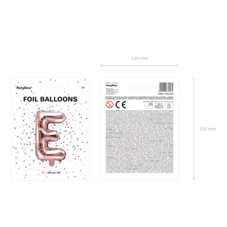 "E" betű fólia lufi 35cm rózsaarany