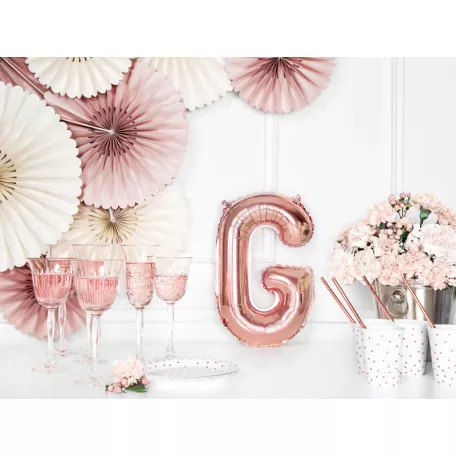 "G" betű fólia lufi 35cm rózsaarany