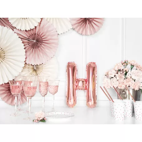 "H" betű fólia lufi 35cm rózsaarany