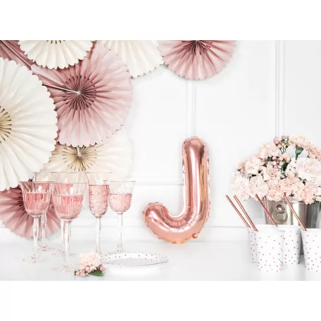 "J" betű fólia lufi 35cm rózsaarany