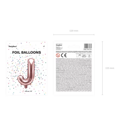 "J" betű fólia lufi 35cm rózsaarany