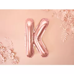 "K" betű fólia lufi 35cm rózsaarany