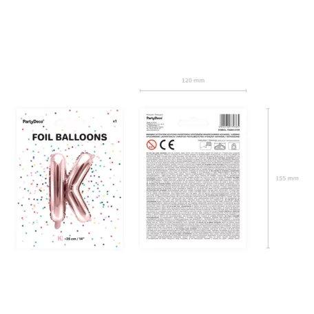 "K" betű fólia lufi 35cm rózsaarany