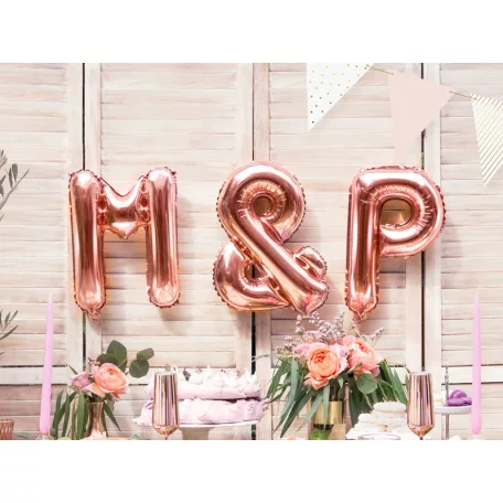 "M" betű fólia lufi 35cm rózsaarany