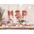 "M" betű fólia lufi 35cm rózsaarany