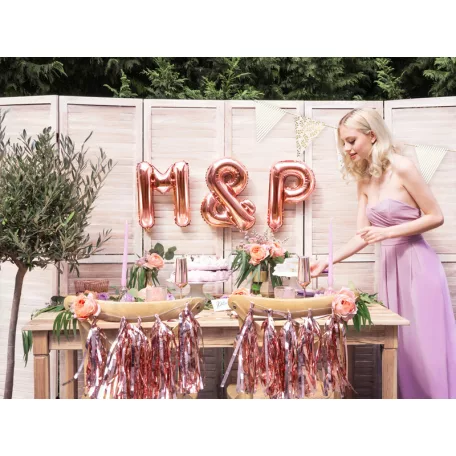 "M" betű fólia lufi 35cm rózsaarany