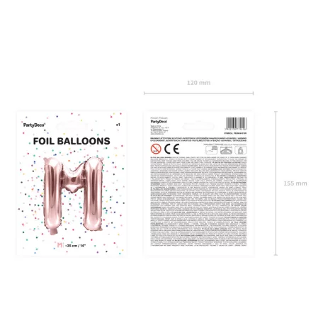 "M" betű fólia lufi 35cm rózsaarany