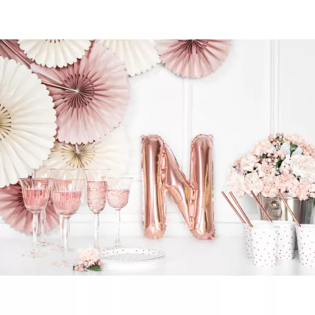 "N" betű fólia lufi 35cm rózsaarany