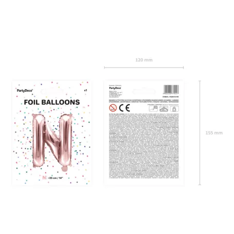 "N" betű fólia lufi 35cm rózsaarany