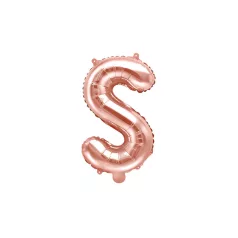 "S" betű fólia lufi 35cm rózsaarany