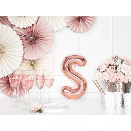 "S" betű fólia lufi 35cm rózsaarany