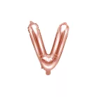 "V" betű fólia lufi 35cm rózsaarany