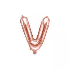 "V" betű fólia lufi 35cm rózsaarany