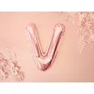 "V" betű fólia lufi 35cm rózsaarany