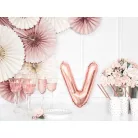 "V" betű fólia lufi 35cm rózsaarany