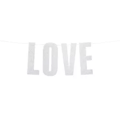 Romantikus banner "Love" ezüst 21x55cm