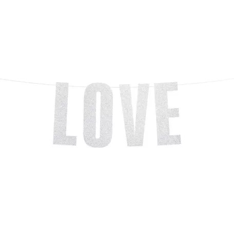 Romantikus banner "Love" ezüst 21x55cm