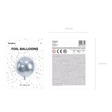 Fólia lufi Gömb 40cm ezüst