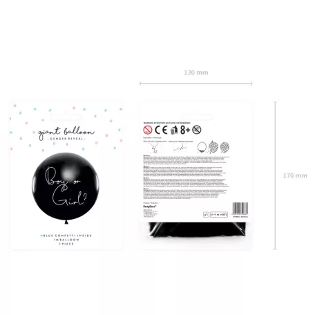 Fiú vagy Lány? nemfelfedő lufi kék konfettivel – fiú 1 m