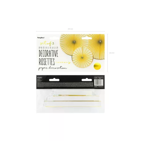 Rozetta papír dekoráció "Yummy" világos sárga (3 db)