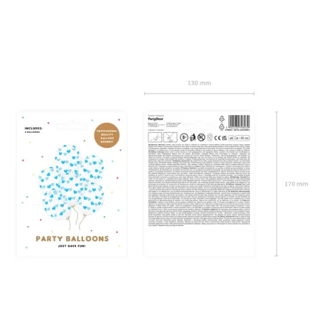 Kristálytiszta lufi 30cm - Kék szívek (6 db)