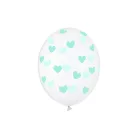 Kristálytiszta lufi 30cm - Menta szívek (6 db)