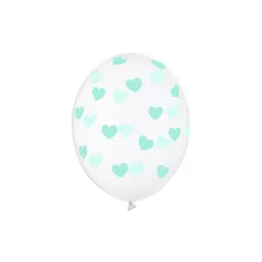 Kristálytiszta lufi 30cm - Menta szívek (6 db)