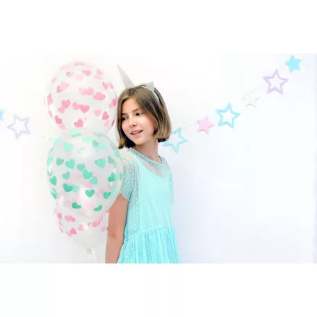 Kristálytiszta lufi 30cm - Menta szívek (6 db)
